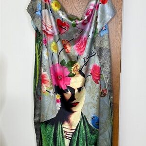 Freda Kahlos Silk Blend Art-to-Wear Print Scarf 28”x70” Made Italy Art Teacher